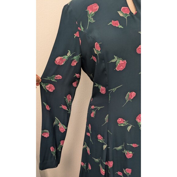 Vintage Coldwater Creek Blue Floral Rose Floor Length Dress sz 4 Bridesmaid Boho - Picture 4 of 16